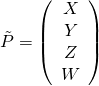 \tilde{P} = \left(\begin{array}{c} X \0& Y \0& Z \0& W \end{array}\right)